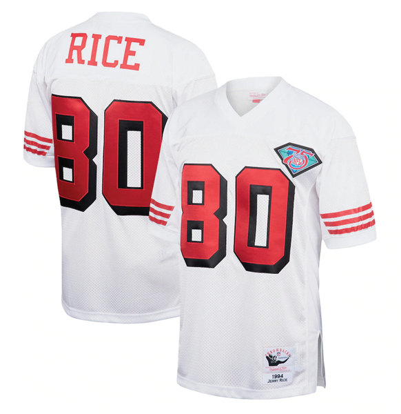 Men's San Francisco 49ers #80 Jerry Rice 1994 White Stitched Jersey